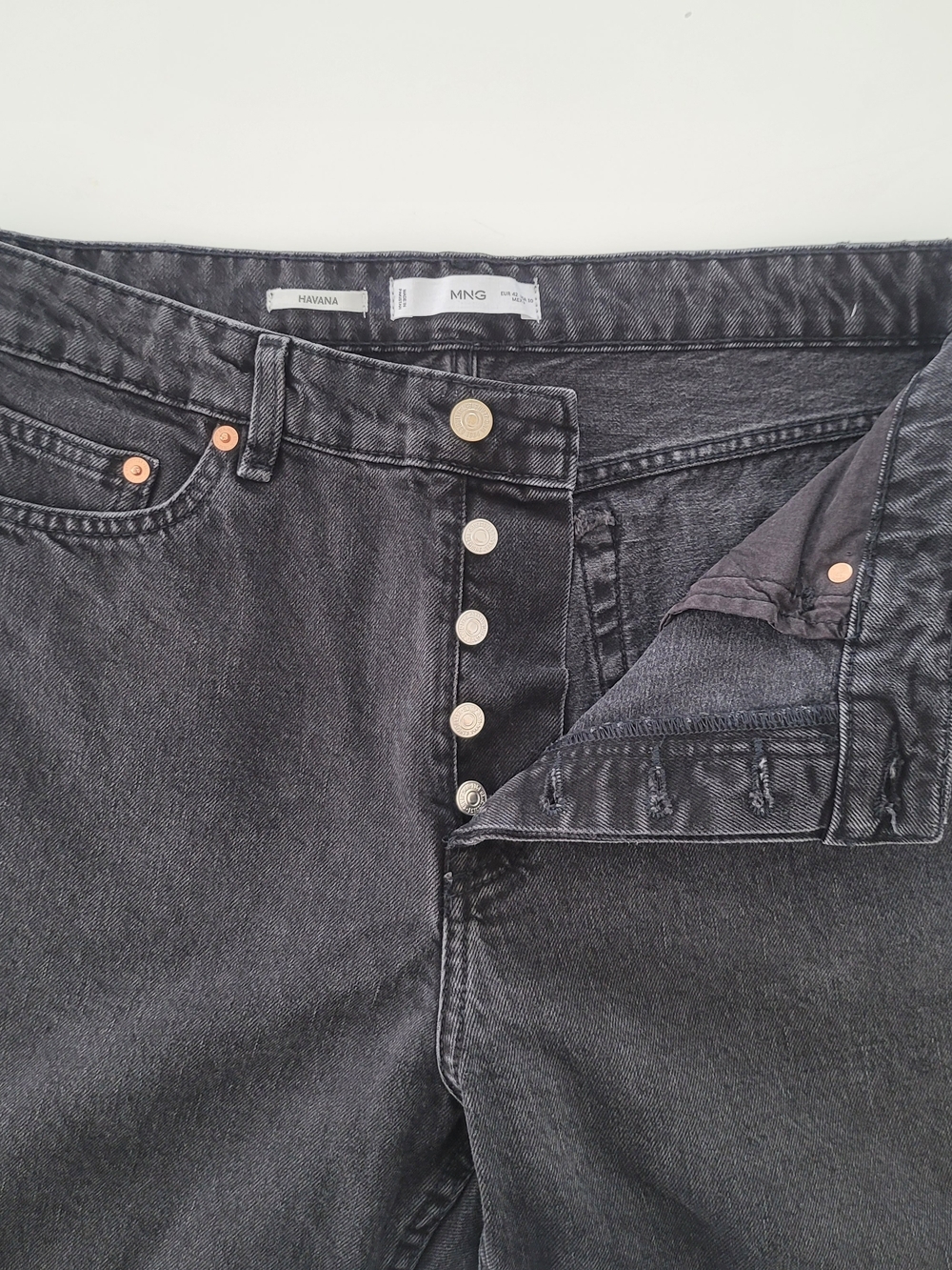 Mango Havana High-Rise Black Wash Straight Jeans Size 10 - Picture 7 of 14